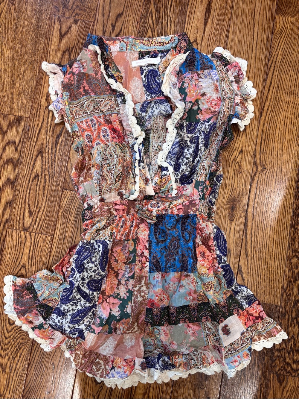 Zimmermann Girls Floral Patchwork Romper - Multicolor
